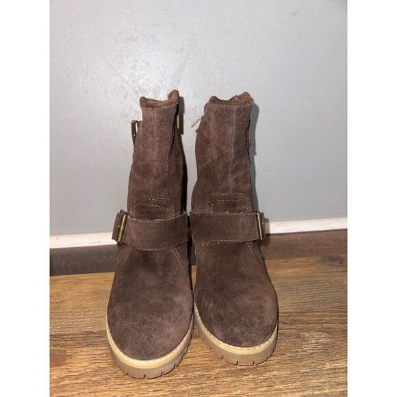 Sbicca Harmonic Brown Boots With Stacked Heel/ Hidden Wedge Size 6.5 - Picture 7 of 16